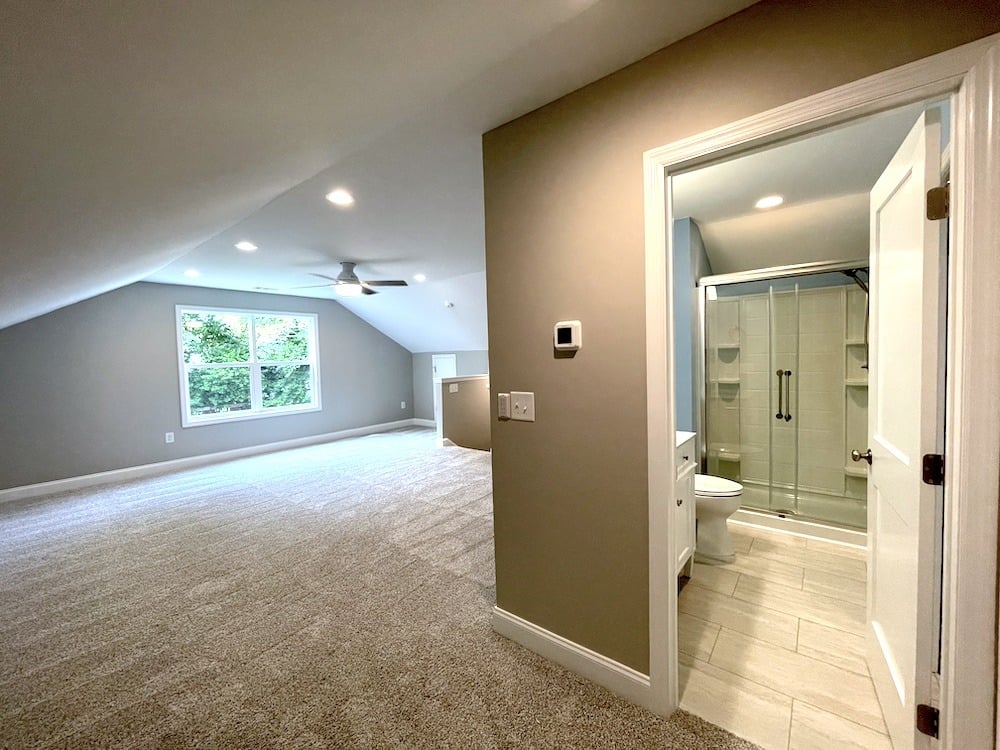 Remodeled attic with bathroom